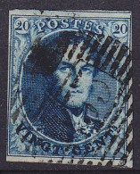 Belgique - N°4 - 20c Bleu (4 Marges) Oblit. P33 DINANT - 1849-1850 Médaillons (3/5)