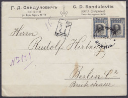 Bulgarie - L. Entête "G.D.Sandulovits Sofia" Recommandée Affr. 50b Càd SOPHIA /15.III.1917 Pour BERLIN (au Dos: Cachet & - Brieven En Documenten