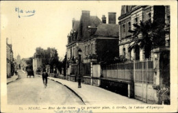 France Postcard Segré Maine Et Loire, Rue De La Gare, In The Foreground On The Right, Caisse D' Epargeue - Segre