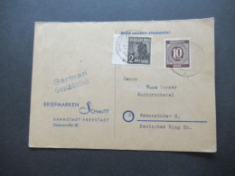 1947 Kontrollrat MiF German Geschäftlich Firmen PK Briefmarken Schmitt Darmstadt Eberstadt Oberstraße 28 - Lettres & Documents