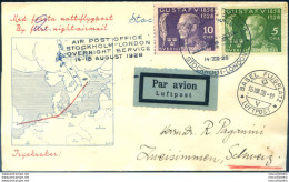 2° Volo Postale Nottorno Stoccolma-Malmö-Amburgo-Londra 1928. - Altri & Non Classificati