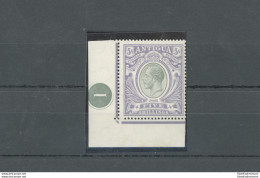 1913 ANTIGUA, Stanley Gibbons N. 51, Effige In Riquadro Di Giorgio VI, Numero Di Tavola Angolo Di Foglio - MLH* - Sonstige & Ohne Zuordnung