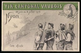 Künstler-AK Nyon, Tir Cantonal Vaudois 1906, Uferpartie Mit Schützen, Gams  - Nyon