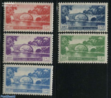 Lebanon 1950 Definitives 5v, Bridge, Unused (hinged), Art - Bridges And Tunnels - Ponts