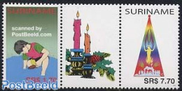 Suriname, Republic 2004 Children Gutter Pair, Mint NH, Religion - Christmas - Weihnachten