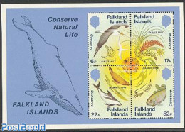 Falkland Islands 1984 Nature Conservation S/s, Mint NH, Nature - Birds - Environment - Fish - Sea Mammals - Protección Del Medio Ambiente Y Del Clima