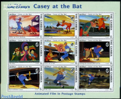 Gambia 1993 Casey At The Bat 9v M/s, Mint NH, Sport - Baseball - Art - Disney - Base-Ball