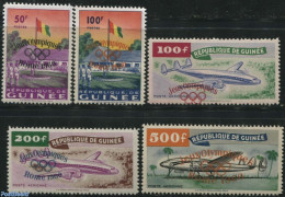 Guinea, Republic 1960 Olympic Games 5v, Mint NH, Sport - Transport - Olympic Games - Aircraft & Aviation - Flugzeuge