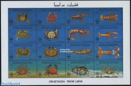 Libya Kingdom 1996 Crabs 16v M/s, Mint NH, Nature - Shells & Crustaceans - Crabs And Lobsters - Maritiem Leven