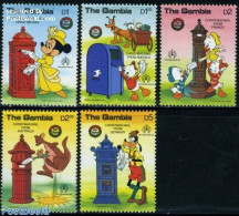 Gambia 1986 Christmas/Disney 5v, Mint NH, Religion - Christmas - Mail Boxes - Art - Disney - Weihnachten