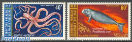 Afars And Issas 1973 Marine Life 2v, Mint NH, Nature - Fish - Sea Mammals - Neufs