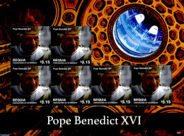 Saint Vincent & The Grenadines 2014 Bequia, Pope Benedict XVI M/s, Mint NH, Religion - Pope - Religion - Päpste