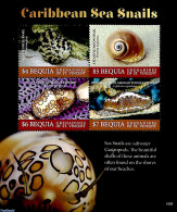 Saint Vincent & The Grenadines 2019 Bequia, Carribean Sea Snails 4v M/s, Mint NH, Nature - Shells & Crustaceans - Marine Life