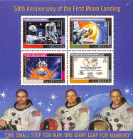 Grenada 2019 Moonlanding 4v M/s, Mint NH, Transport - Stamps On Stamps - Space Exploration - Postzegels Op Postzegels