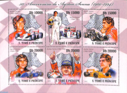 Sao Tome/Principe 2010 Ayrton Senna 6v M/s, Mint NH, Sport - Transport - Autosports - Automobiles - Voitures