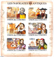 Comoros 2008 Navigators 6v M/s, Imperforated, Mint NH, History - Transport - Explorers - Ships And Boats - Explorateurs