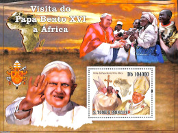 Sao Tome/Principe 2010 Visit Of Pope Benedict XVI S/s, Mint NH, Religion - Pope - Pausen
