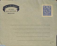 Saint Lucia 1955 Aerogramme 10c On Grey Paper, Unused Postal Stationary - St.Lucie (1979-...)