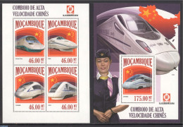 Mozambique 2013 Railways China 2 S/s, Mint NH, Transport - Railways - Trains