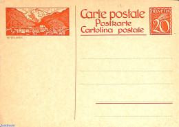 Switzerland 1925 Illustrated Postcard 20c, Interlaken, Unused Postal Stationary - Briefe U. Dokumente