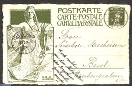 Switzerland 1909 Postcard 5pf, Handmade Paper, Used, Used Postal Stationary, U.P.U. - Lettres & Documents