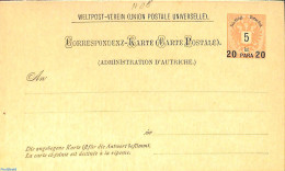 Austria 1888 Reply Paid Postcard Levant 20on5/20on5sld (text 48mm), Unused Postal Stationary - Briefe U. Dokumente