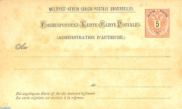 Austria 1883 Reply Paid Postcard 5/5kr (text 52mm), Unused Postal Stationary - Cartas & Documentos
