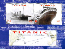 Tonga 2012 Titanic S/s, Mint NH, Transport - Various - Ships And Boats - Titanic - Maps - Ships