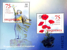 Albania 2020 75 Years Liberation S/s, Mint NH, History - Nature - World War II - Flowers & Plants - Guerre Mondiale (Seconde)