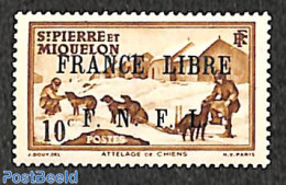 Saint Pierre And Miquelon 1941 10c, FRANCE LIBRE, Stamp Out Of Set, Unused (hinged), Nature - Dogs - Other & Unclassified