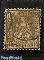 Switzerland 1862 1F, Gold, White Paper, Used, Used Stamps - Usati
