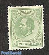 Netherlands 1872 20c Green, Perf. 12.5, Unused, Short Corner Right Under, Unused (hinged) - Nuovi