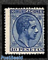 Spain 1878 10pta, Blue, MH, Unused (hinged) - Unused Stamps