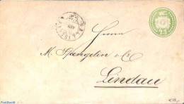 Switzerland 1869 Envelop 25c From WALLISELLE To LINDAU, Used Postal Stationary - Cartas & Documentos