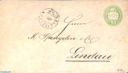 Switzerland 1869 Envelop 25c From WALLISELLE To LINDAU, Used Postal Stationary - Storia Postale