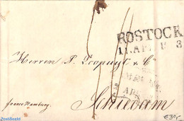 Germany, Empire 1833 Folding Letter From Rostock To Schiedam (NL), Postal History - Vorphilatelie