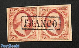 Netherlands 1852 10c,plate VIII, Used Pair, Used Or CTO - Usados