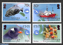 South Georgia / Falklands Dep. 2021 The Blue Belt Programme 4v, Mint NH, Nature - Transport - Birds - Fish - Ships And.. - Vissen