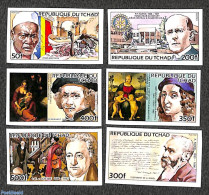 Chad 1984 Events 6v, Imperforated, Mint NH, History - Various - Nobel Prize Winners - Rotary - Art - Paintings - Rembr.. - Andere & Zonder Classificatie