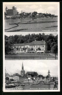 AK Kappeln A. D. Schlei, Hafenpartie, Strand-Hotel, Kirche Und Wasserturm  - Kappeln / Schlei