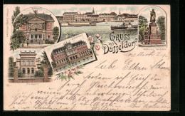 Lithographie Düsseldorf, Stadtpanorama, Kunsthalle, Ständehaus  - Düsseldorf