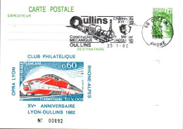 ENTIER SABINE  REPIQUE 15 ANS CLUB PHILA LYON-OULLINS 1982 - Cartoline Postali Ristampe (ante 1955)