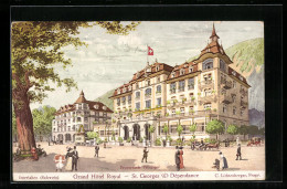 Künstler-AK Interlaken, Grand Hotel Royal - St. Georges & Dependance  - Interlaken