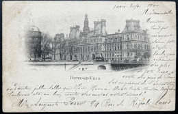 CPA PARIS HOTEL DE VILLE 1900 POUR LISBONNE PORTUGAL / CAD PARIS ETRANGER SUR 10c SAGE - Sonstige Sehenswürdigkeiten