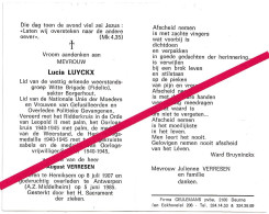 Hemiksem. Luyckx Lucia. °1907 - †1985. Witte Brigade "Fidelio". Sektor Borgerhout - Esquela