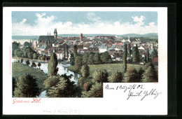 AK Hof, Panorama Mit Flusslauf Aus Der Vogelschau  - Hof