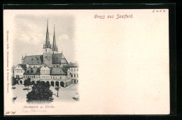 AK Saalfeld, Marktplatz Und Kirche  - Saalfeld