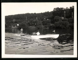 Fotografie Motorboot Mit Wasserski Auf Der Lahn 1932  - Sporten