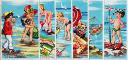 19787 / ⭐ Série Complète 6 Cartes Scène De Drague Enfantine Plage Pêche Fillette Garçonnet 1960s J.C Belgique - Gruppi Di Bambini & Famiglie