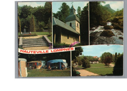 HAUTEVILLE LOMPNES 01 - Le Camping Eglise Clocher Rivière Cascade Parc Jardin Carte Vierge - Hauteville-Lompnes